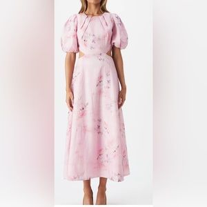 Malina Floral Midi Dress in Pink Flora